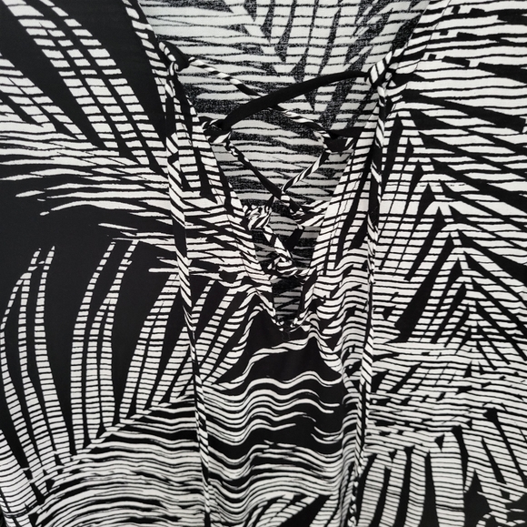 Palm Print Lace Up Plus Size Swim Suit Beach Cover Up Tunic New XXL - Picture 4 of 9